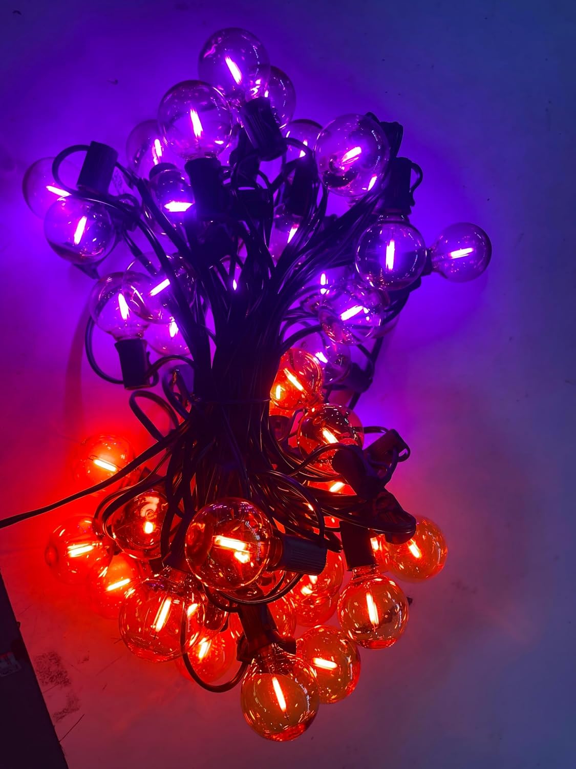 50FT G40 LED Outdoor Purple and Orange Halloween String Lights