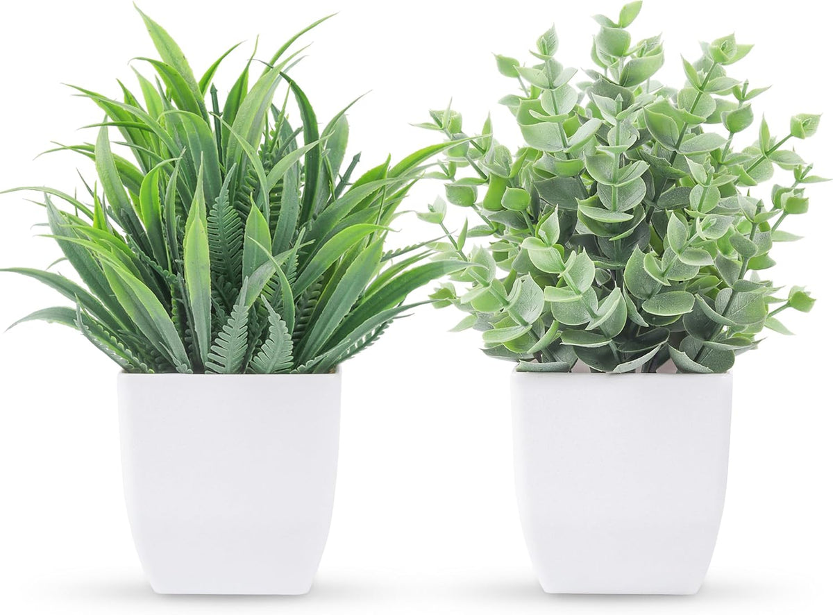 Der Rose 2 Pack Fake Plants Small Plants for Bathroom Office Decor