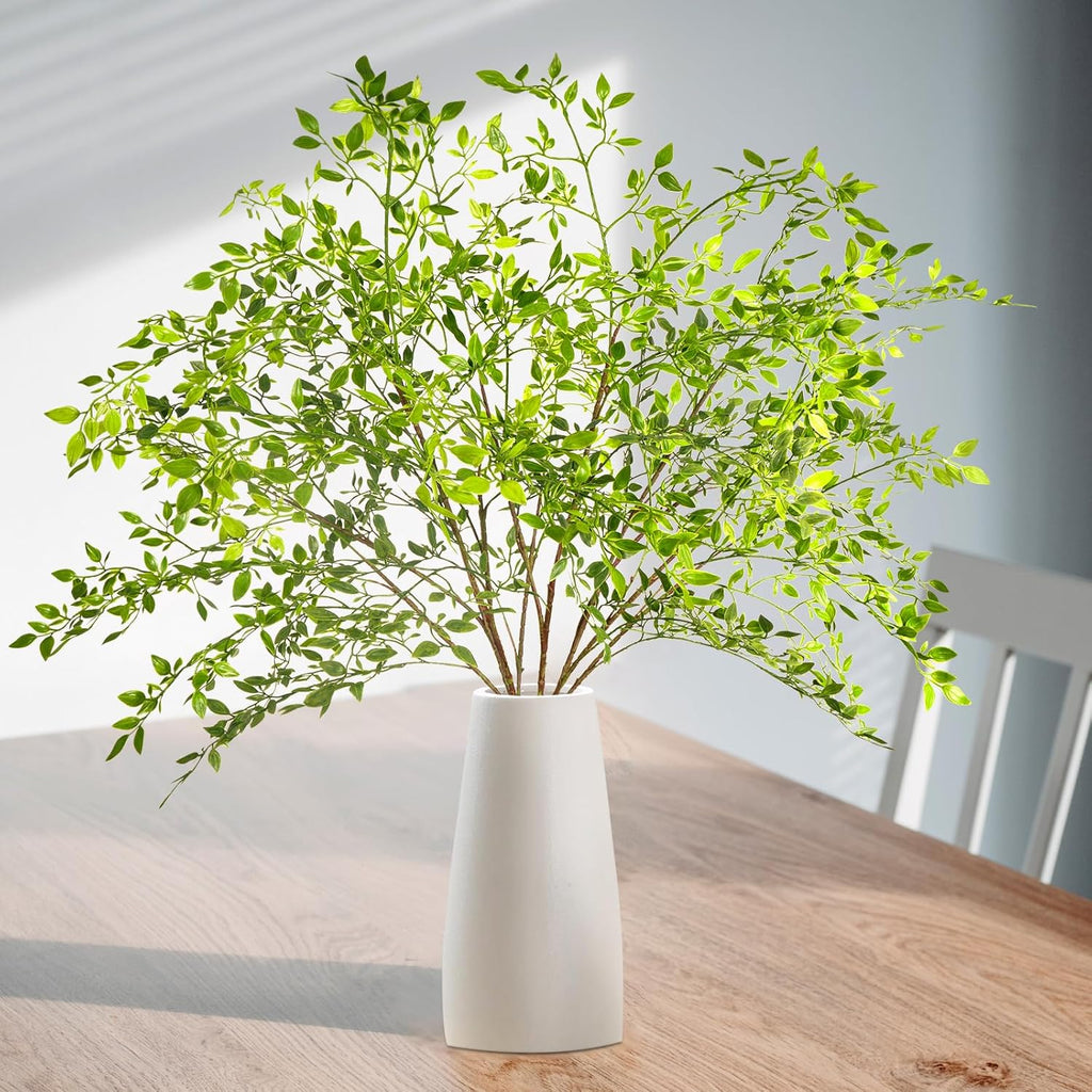 Ttranewsoo Artificial Greenery Stems, 43.3" Nandina Branches Tall Faux Plant Stems for Vase, Greenery Decor Stems Leaves Bunches for Shop Garden Office Home Décor(4Pcs,Green)
