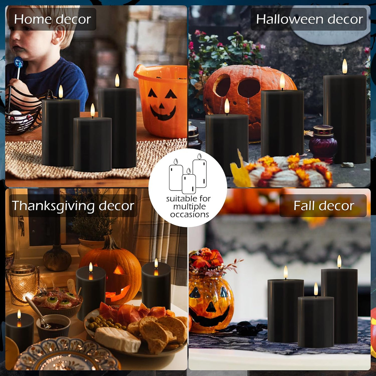 Halloween Flameless Candles with Remote, Battery Operated Candles
