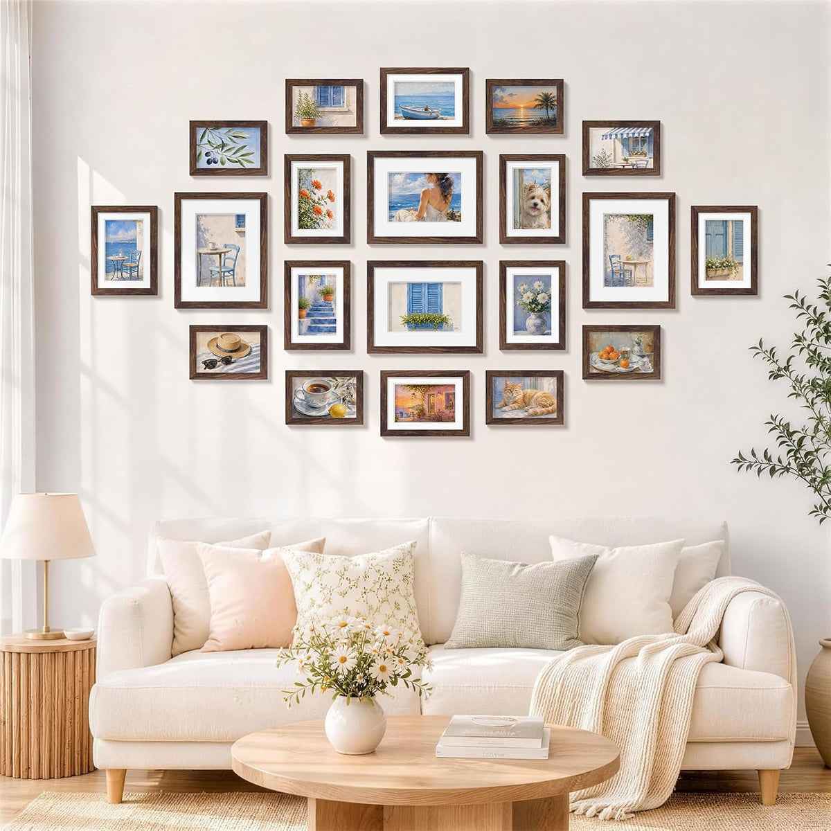 decorUhome Picture Frames Set of 20 for Wall and Tabletop Display, Brown