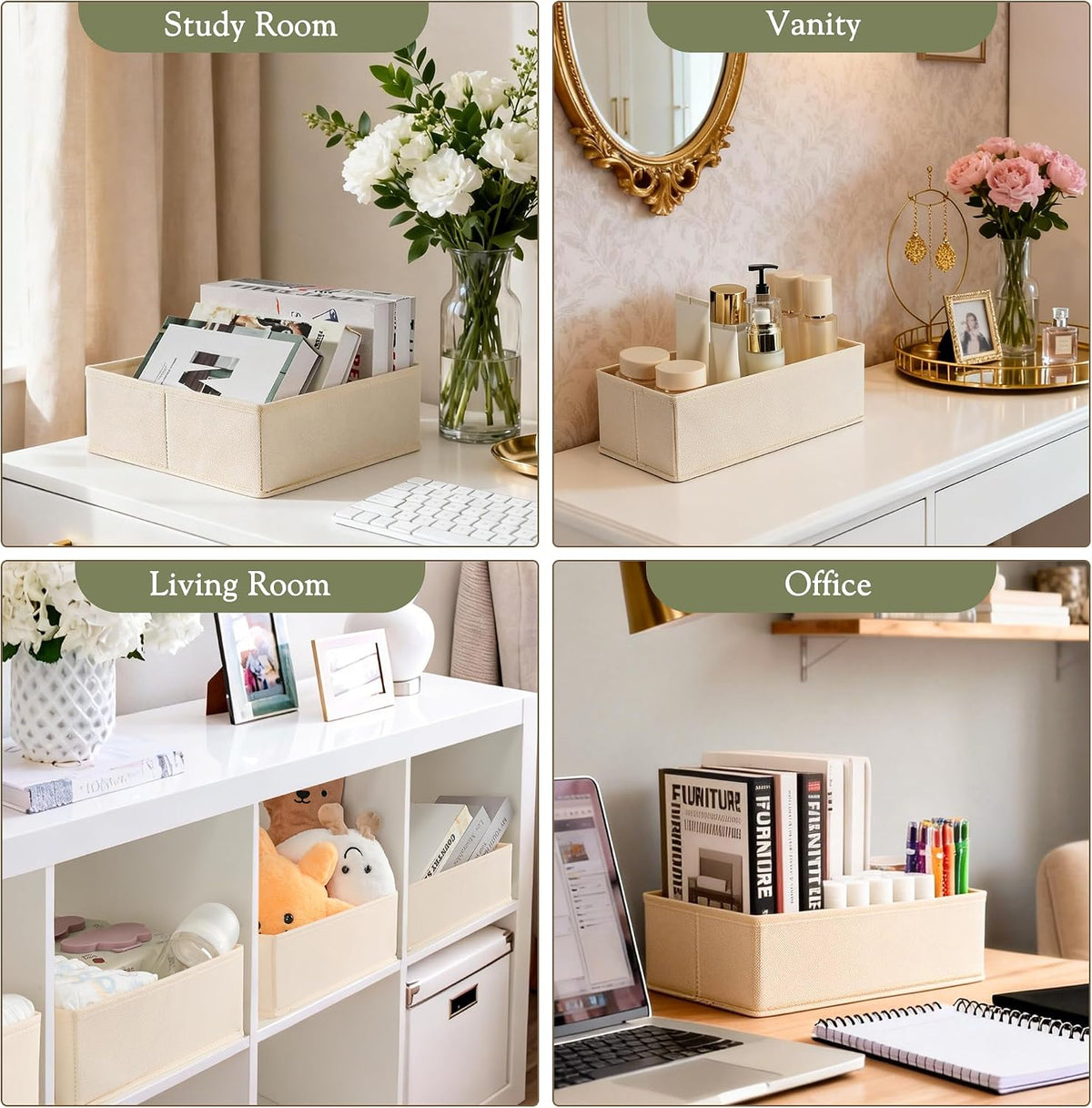 Criusia Drawer Organizer 18-Piece Set, Dresser Organizer for Baby Clothes, Foldable Closet Storage & Drawer Dividers for Underwear, Socks, Nursery (Beige)