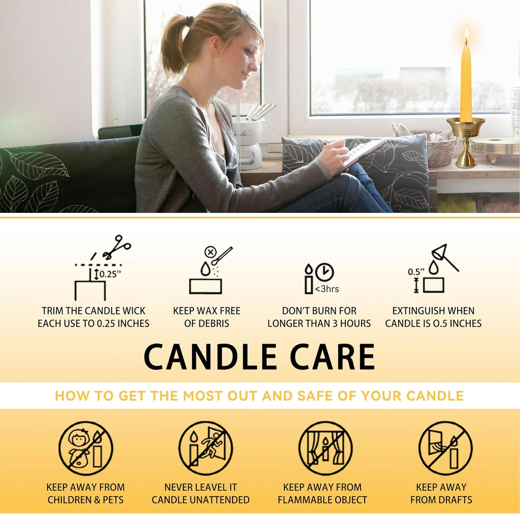 20 Min Beeswax Meditation Candles – 50 Pack, Includes Mini Candle Holder & 12 Wax Dots, Slow Burn, Natural Unscented, Yoga Prayer Mindfulness & Relaxation