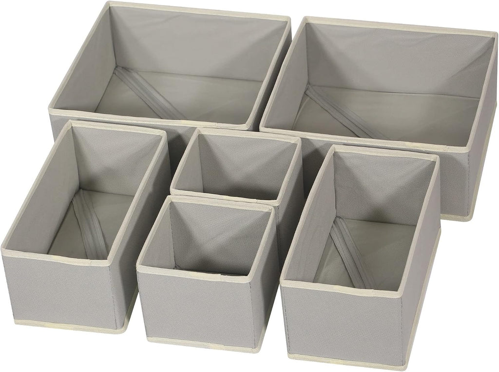 DIOMMELL Foldable Cloth Storage Box Closet Dresser Drawer Organizer Fabric Baskets Bins Containers Divider with Drawers for Clothes, Underwear, Bras, Socks, Lingerie, Clothing, Set of 6