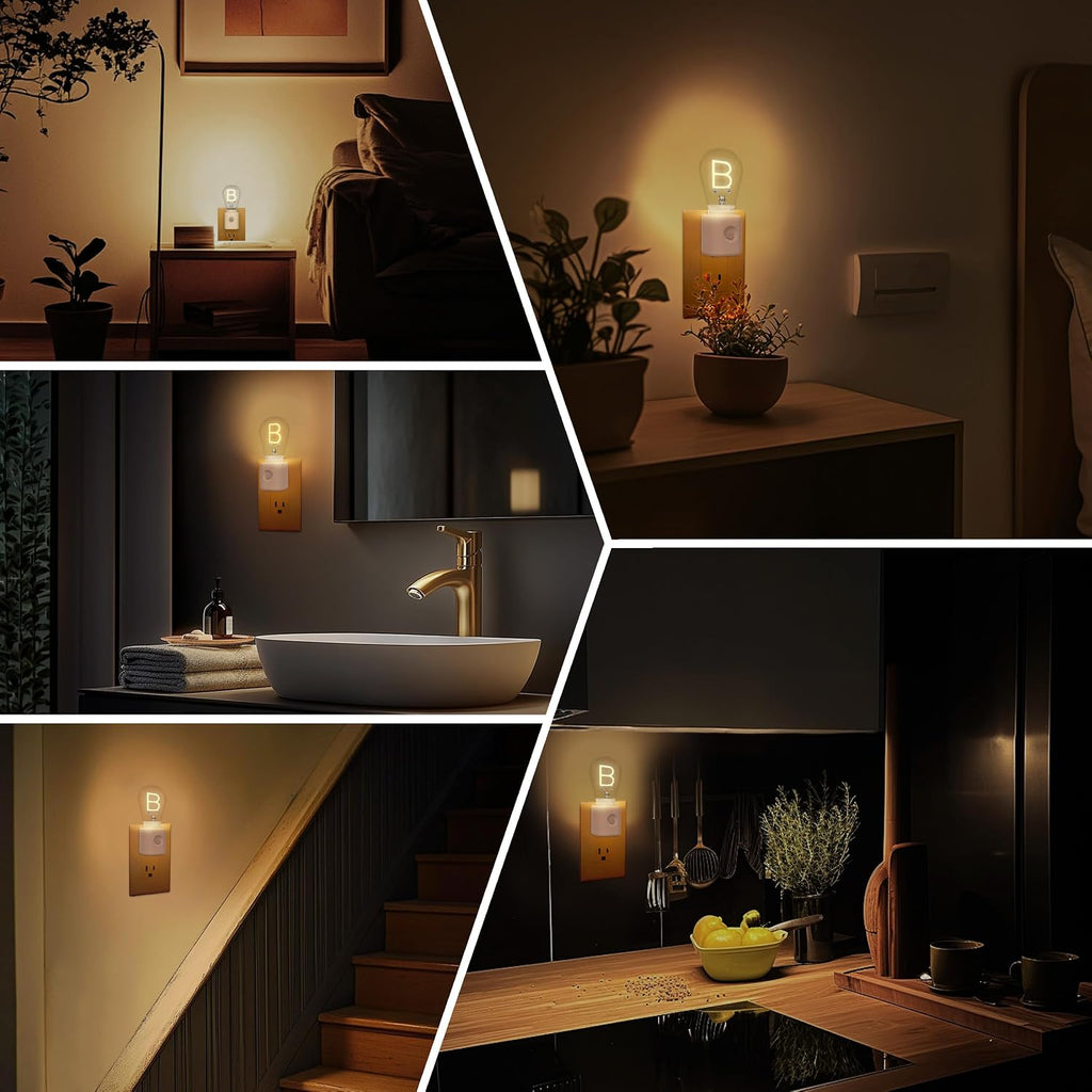 LED Night Lights Plug into Wall, Dimmable Night Light with Motion Sensors, Adjustable Brightness B-Type Nightlights, Warm 2200K, 1-Pack