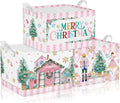 Beeveer 3 Pcs Christmas Pink Nutcracker Basket Diamond Plaid Christmas Tree Gift Basket Soldier Mouse Ballet Girl Clothes Storage Cube for Home Office Dorm Closet Shelf Organizer