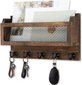 Nekon Mail and Key Holder for Wall Decorative, 11 Inch Mail Holder, Brown