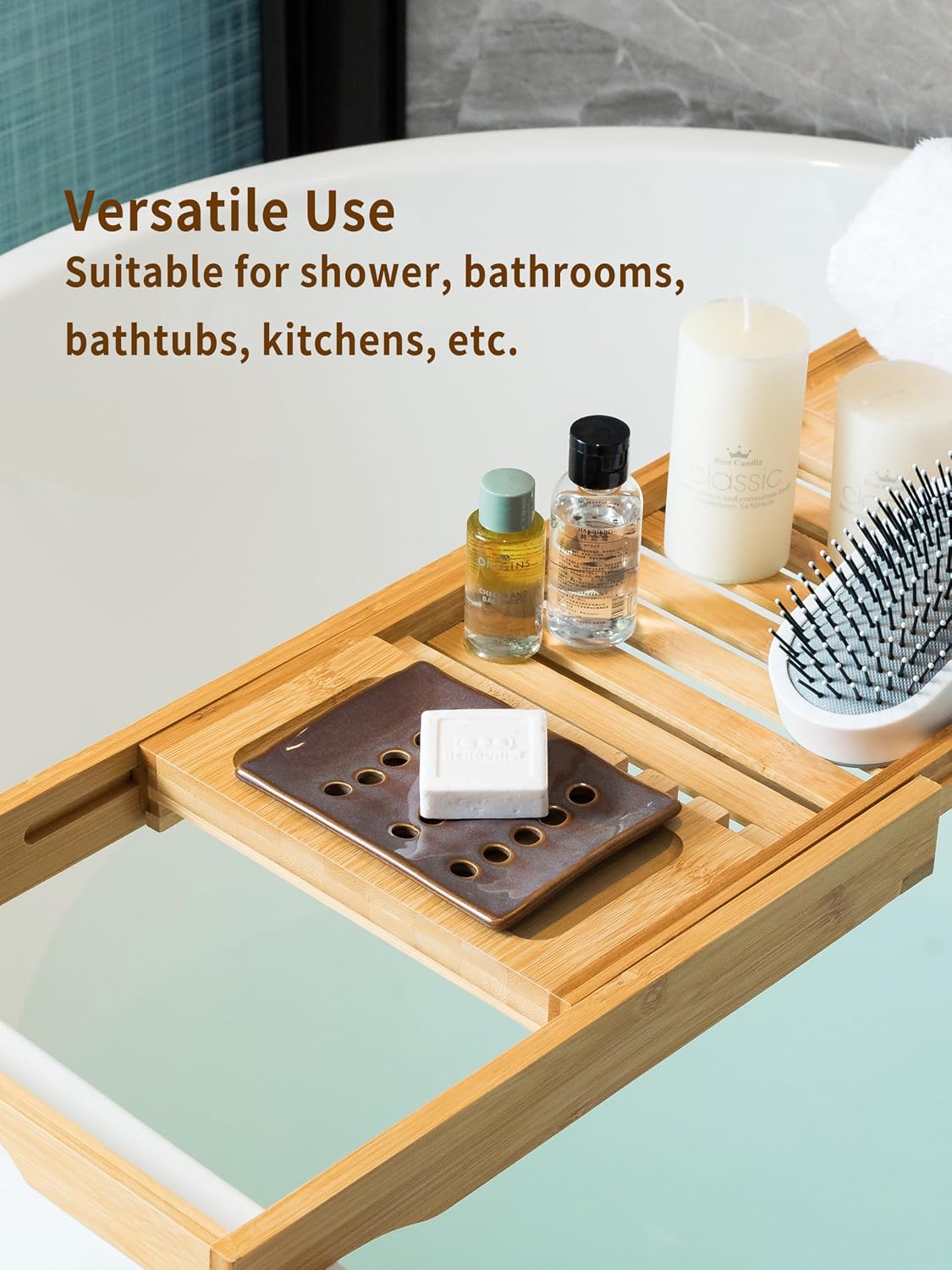 Soap Holder, Ceramic Soap Dish for Shower, Japanese Soap Tray with Self Drain for Sponges, Bath Tub, Bathroom, and Kitchen Sink, Purple (Pack of 2)