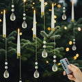 Christmas Tree Candles Battery Operated with Remote, Clip on Candles with Clear Waterdrop Ornaments & Hooks for XMAS Tree, Flickering LED Candlesticks for Winter New Year Home Party Decor, 10 Pcs