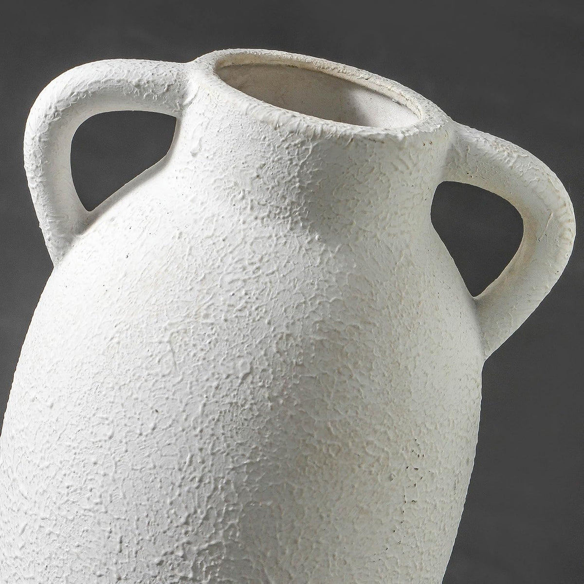 Ceramic Farmhouse Vase with 2 Handles, Boho Decorative Flower Vase for Home Decor, Living Room, Entryway, Table, Shelf Decor, 9.6 Inch
