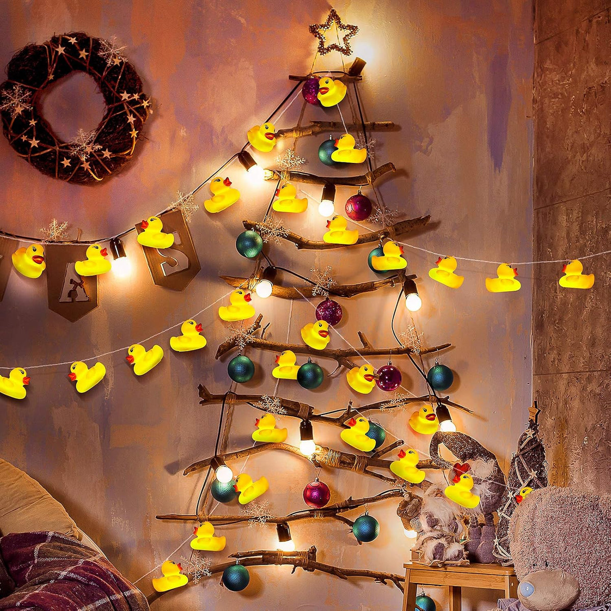 AceList 20 LED Children's Room LED String Lights for Holiday Wall Window Tree Decorative Party Yard Garden Kids Bedroom Living Dorm Uses Squeeze Sound Squeaky - Duck