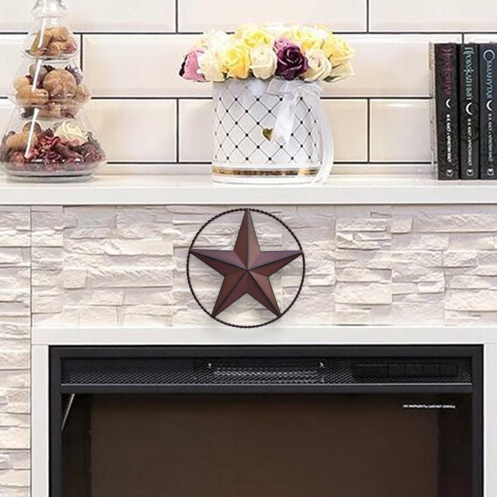JoyEvy 9.5" Red Barn Star Wall Decor, Metal Stars for Outside or Inside of House, Iron Texas Stars Rustic Vintage Western Country Home Farmhouse Wall Art Decorations