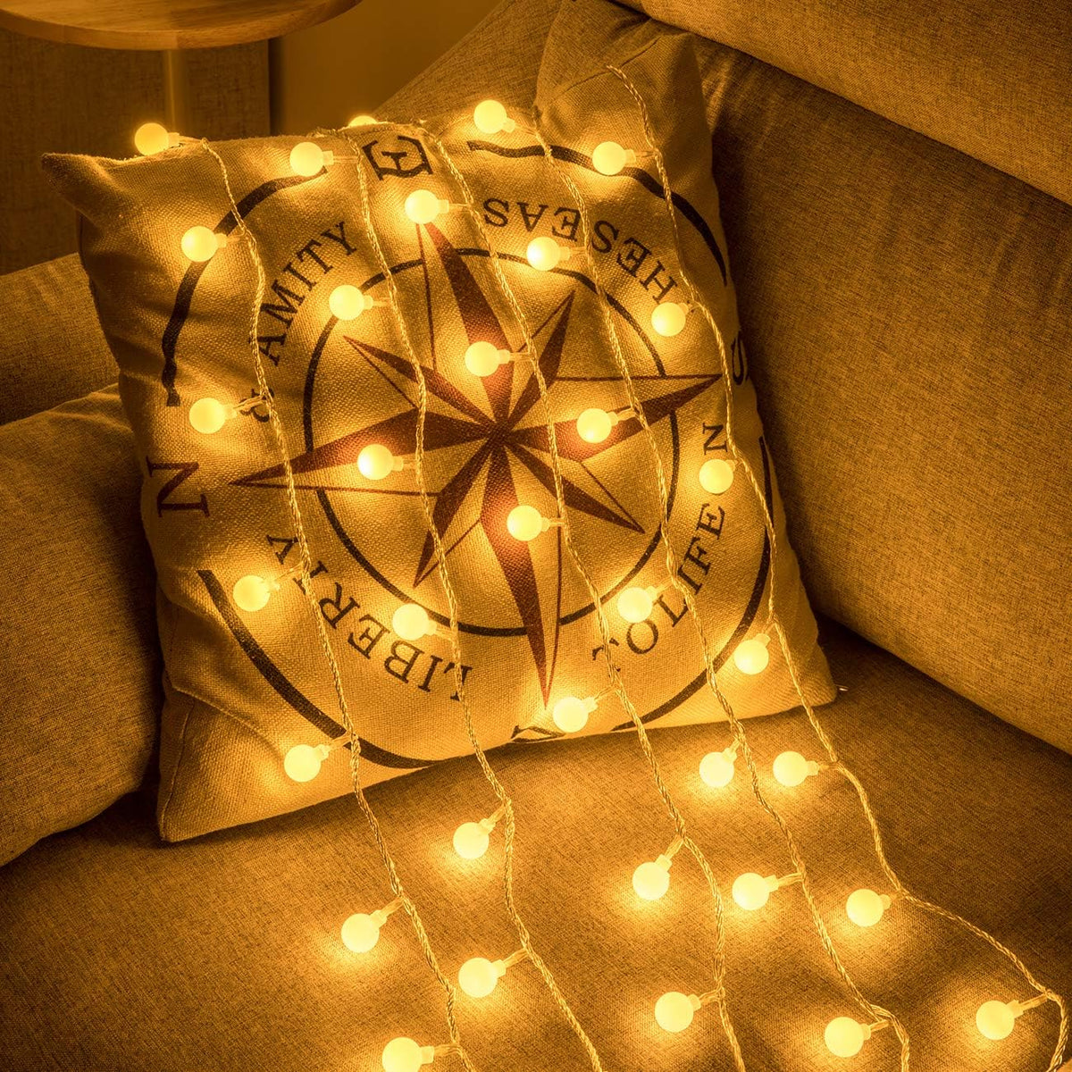 AWQ 100 LED 49 FT Globe Ball String Lights Fairy String Lights Warm White
