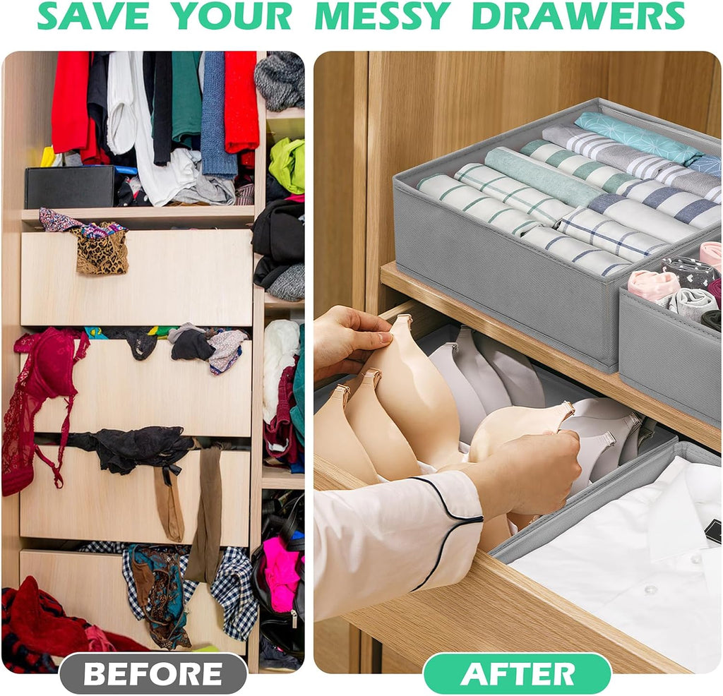 Drawer Clothing Organizer 16-Pack, Grey Underwear Dividers