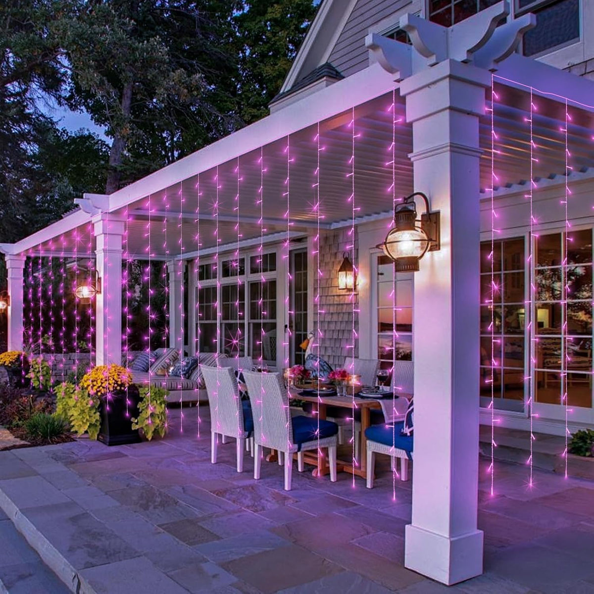 Color Changing Curtain Lights, Pink & Warm White Window String Decor
