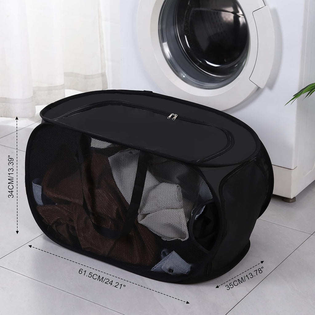 4 Pcs Mesh Popup Laundry Hamper, Opening Laundry Basket,Popup Laundry Basket with Durable Handles,Foldable Pop-up Mesh Hamper Dirty Clothes Basket for Clothes & Laundry-Home Organization