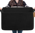 Goodpick 75L Extra Large Woven Rope Blanket Basket, Rectangle, Black