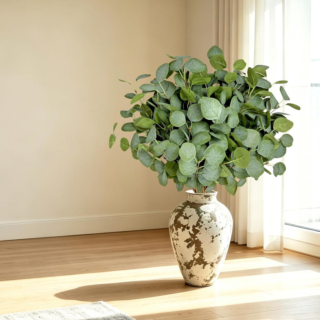 8Pcs Artificial Eucalyptus Stems, Faux Greenery Branches for Vase Decor-003