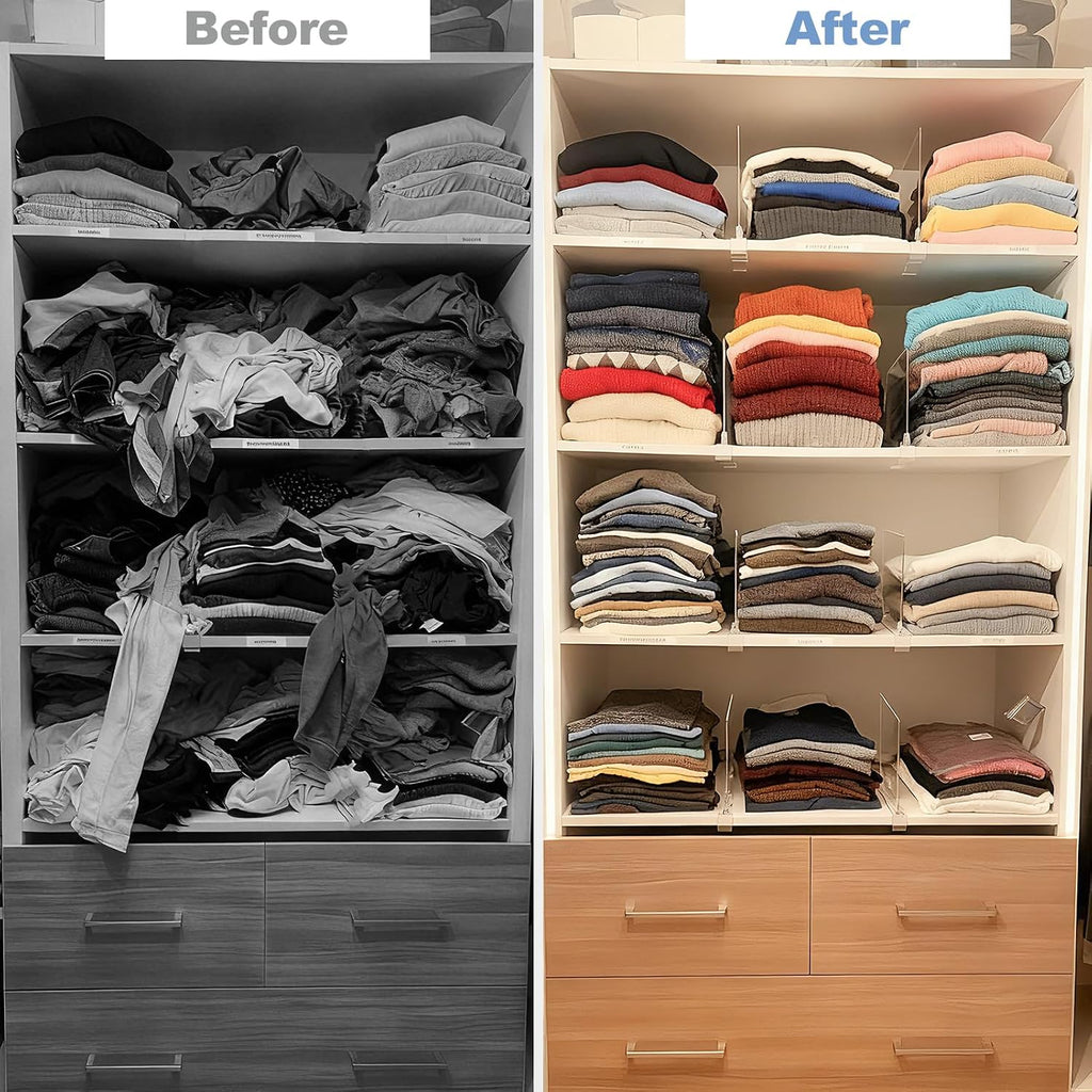 Purse Organizer for Closet Shelf Dividers: Clear Acrylic 16-Pack