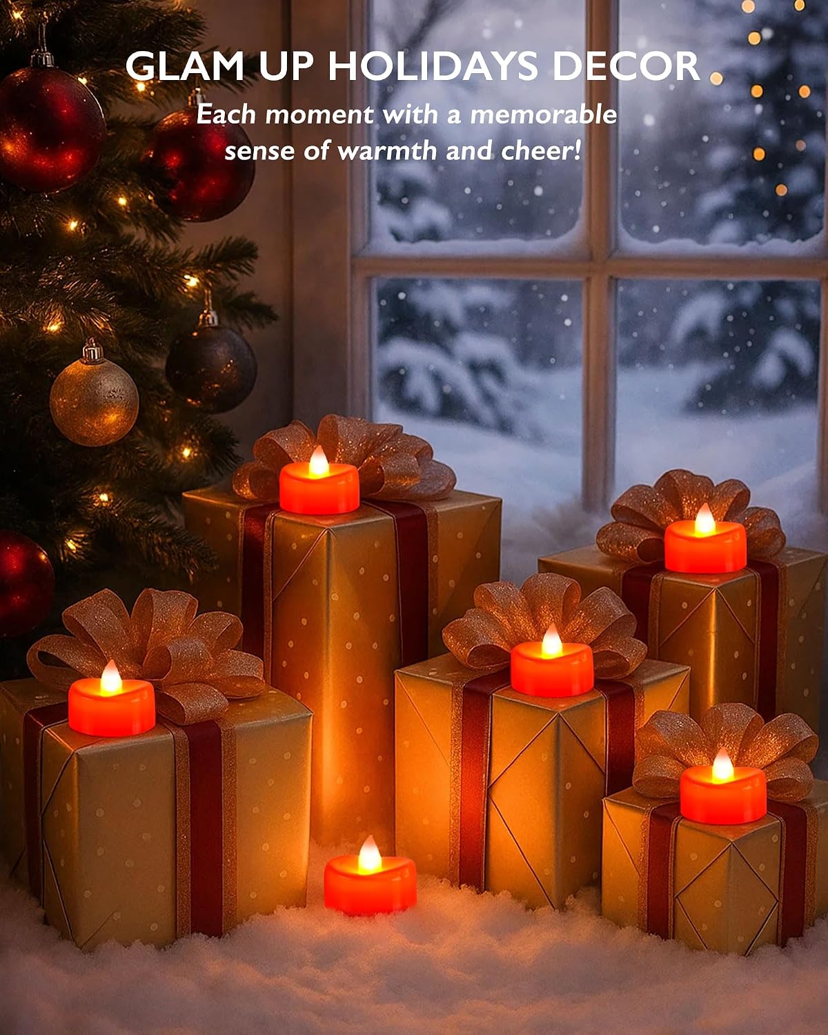 BEICHI Flameless Candles, 24Pack Red Tea Lights Battery Operated