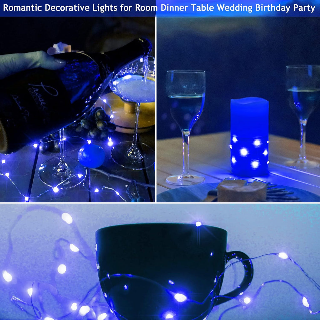 SmilingTown 12 Packs 20 LED Wine Bottle Lights with Cork - Silver Wire Fairy String Lights Battery Operated Cork Lights for Wine Liquor Bottle,Bedroom,Christmas,Birthday Party Decor(Blue)