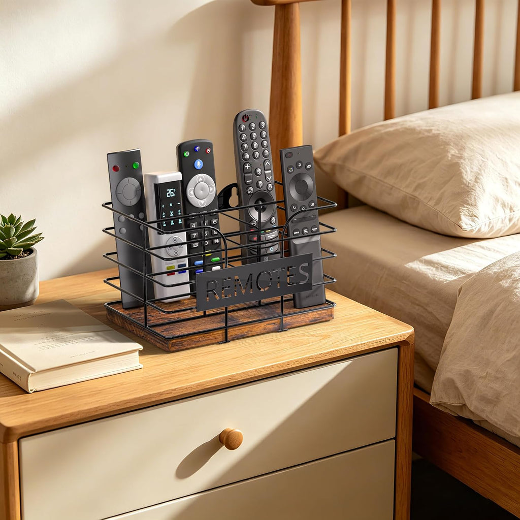 Invech Remote Control Holder Wall Mount, TV Remote Holder for Table, 3 Slot Remote Caddy Organizer with Hook for Living Room Bedroom Office