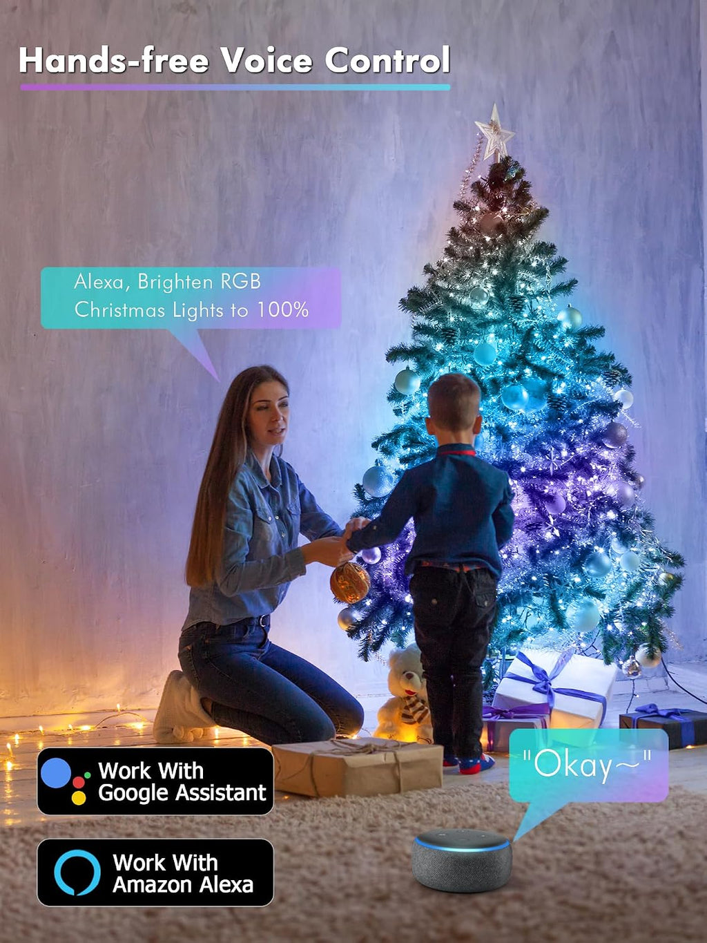 BrizLabs Smart Fairy String Lights, 100 LED Color Changing Christmas Lights