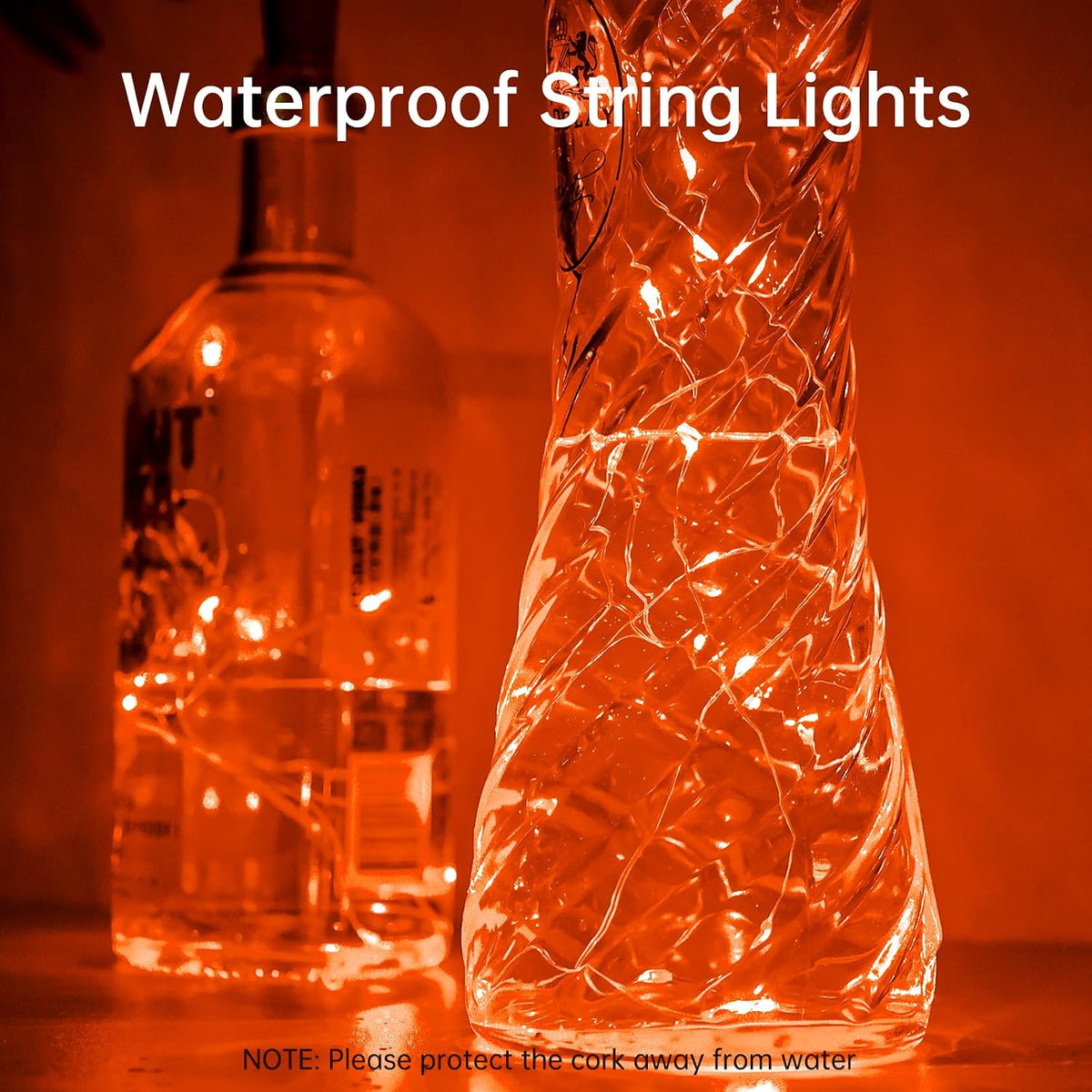 Aluan Orange Halloween Lights Wine Bottle Lights with Cork Fall Table Decor