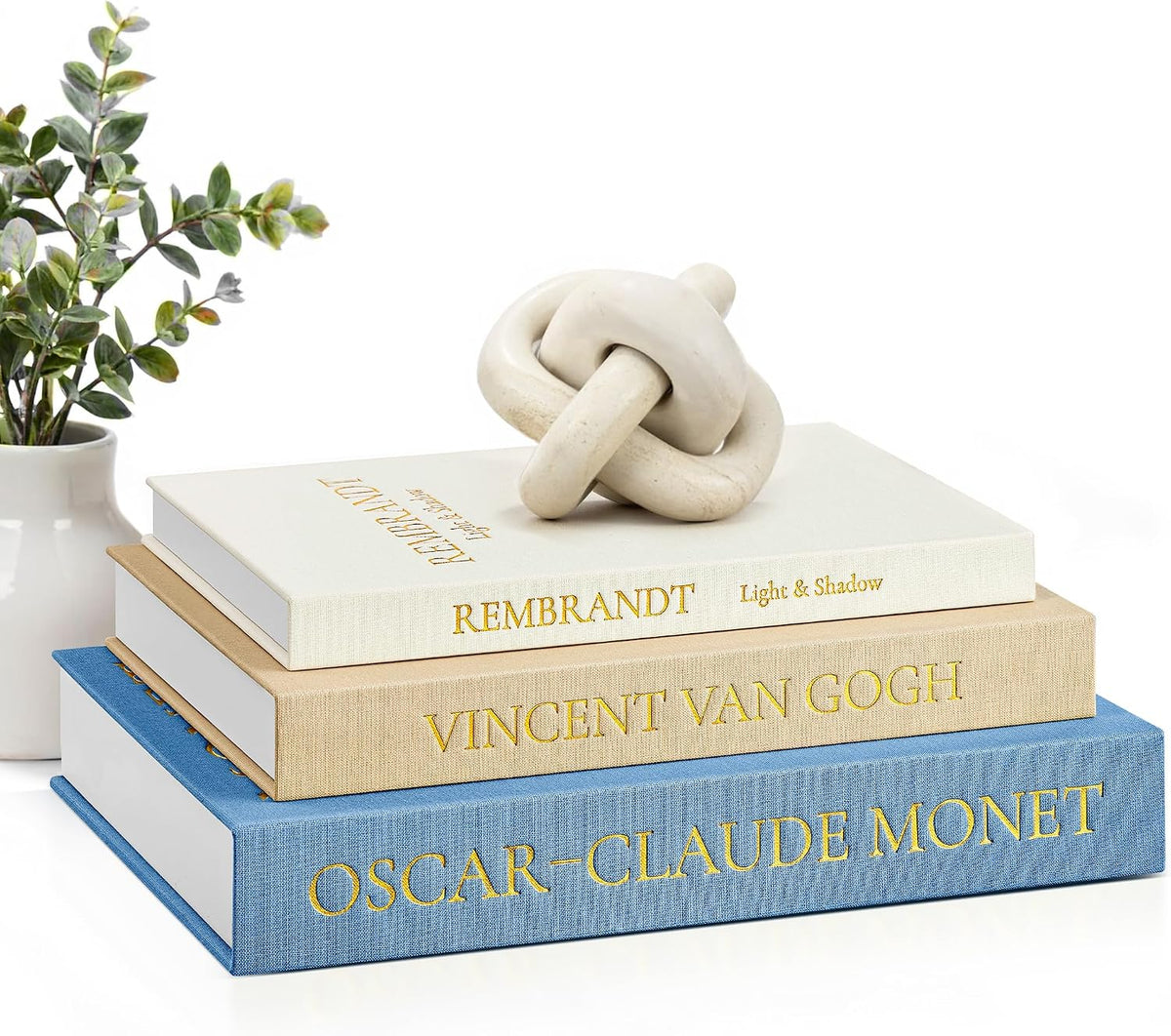 JARLINK Aesthetic Decorative Books, Set of 3 Linen Faux Book Boxes, Blue