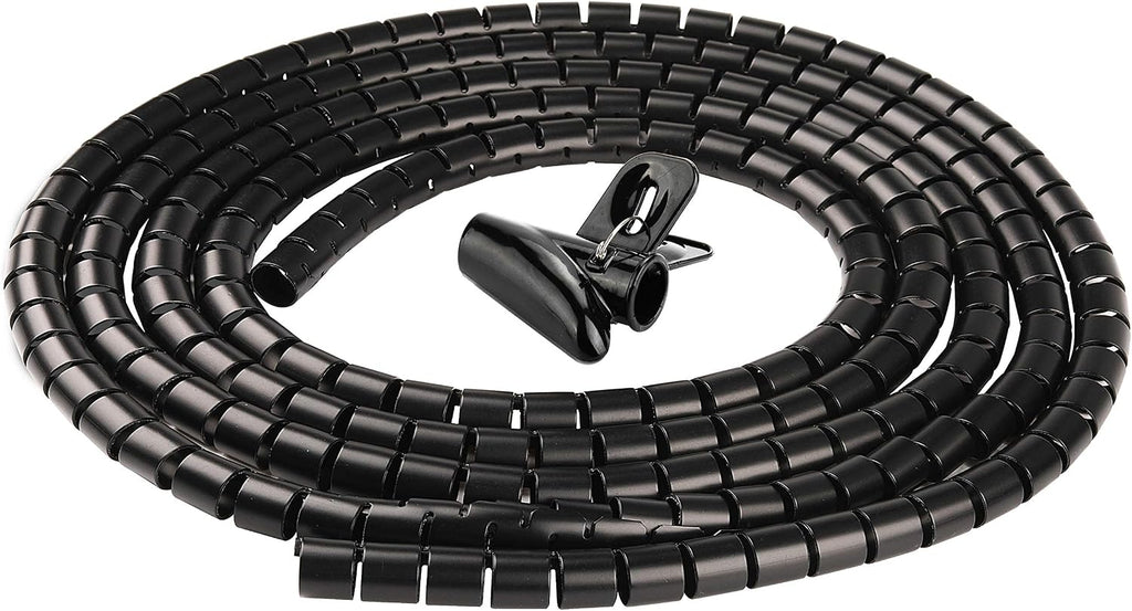Cable Sleeve Organizer 10FT Coiled Tube Sleeve Cable Management Sleeve for Home Office PC TV Black