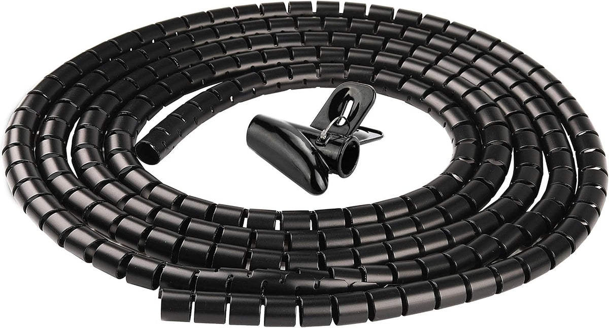 Cable Sleeve Organizer 10FT Coiled Tube Sleeve Cable Management Sleeve for Home Office PC TV Black