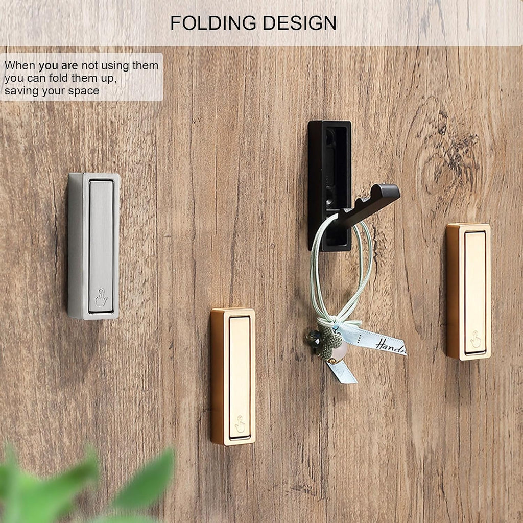 Foldable Coat Hooks 4 Pack,Heavy Duty Wall Hooks for Hanging Coats Towels Backpacks Bags Brushed Nickel Towel Hooks for a Functional Home (Brushed Nickel, 4)