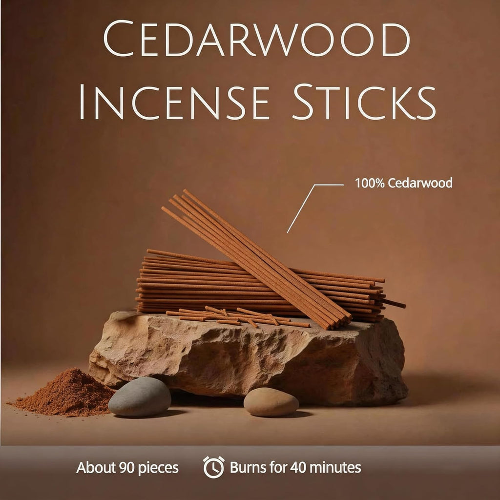 Natural Cedar Incense Sticks, 2 Tubes, Pure Cedarwood Incense, 1.4 oz