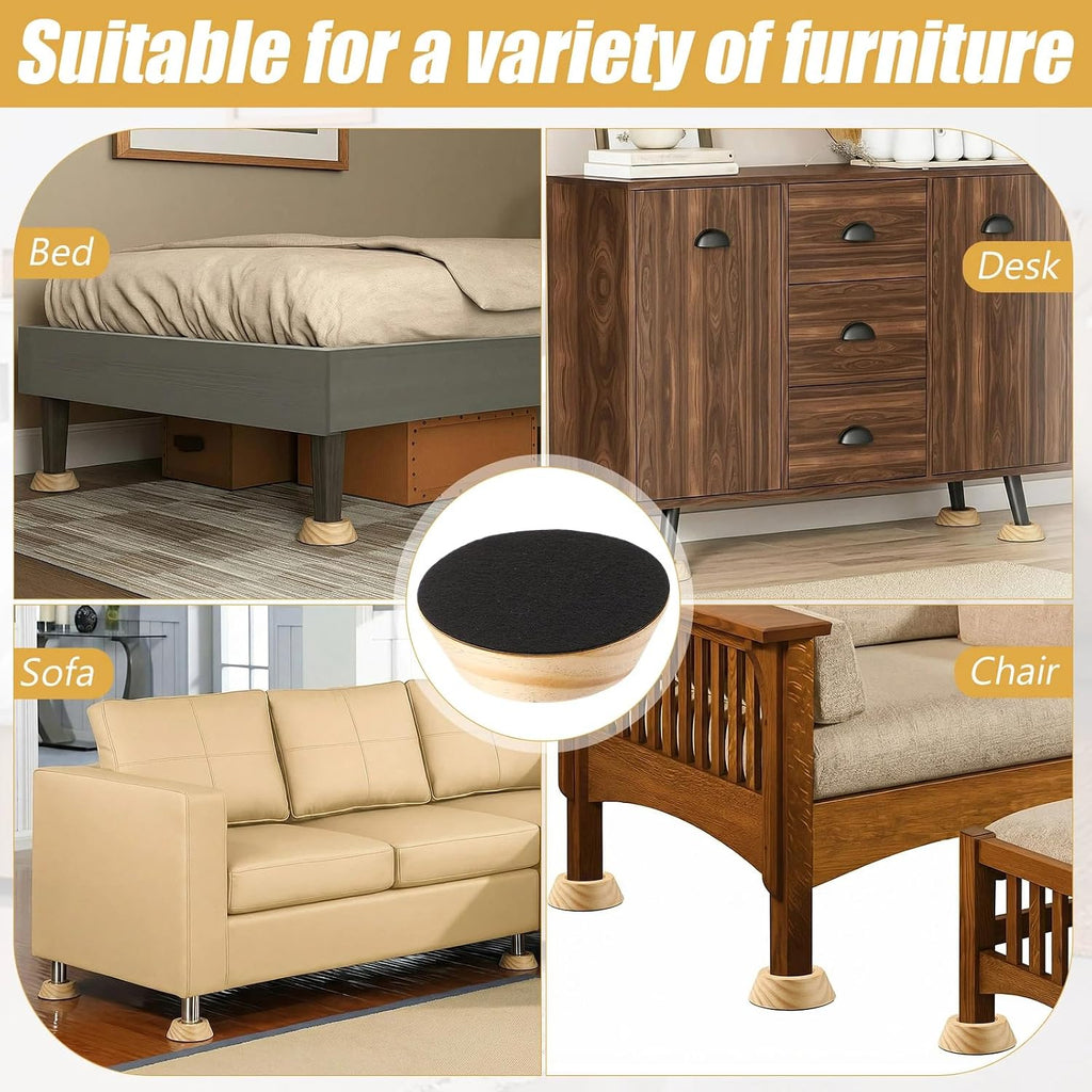 Novabright Set of 8 Solid Wood Furniture Risers Bed Risers Heavy Duty Round Furniture Height Extenders Lifts with Non-Slip Recessed Hole for Bed, Sofa, Chair, Table (1" Hight,Wood Color)