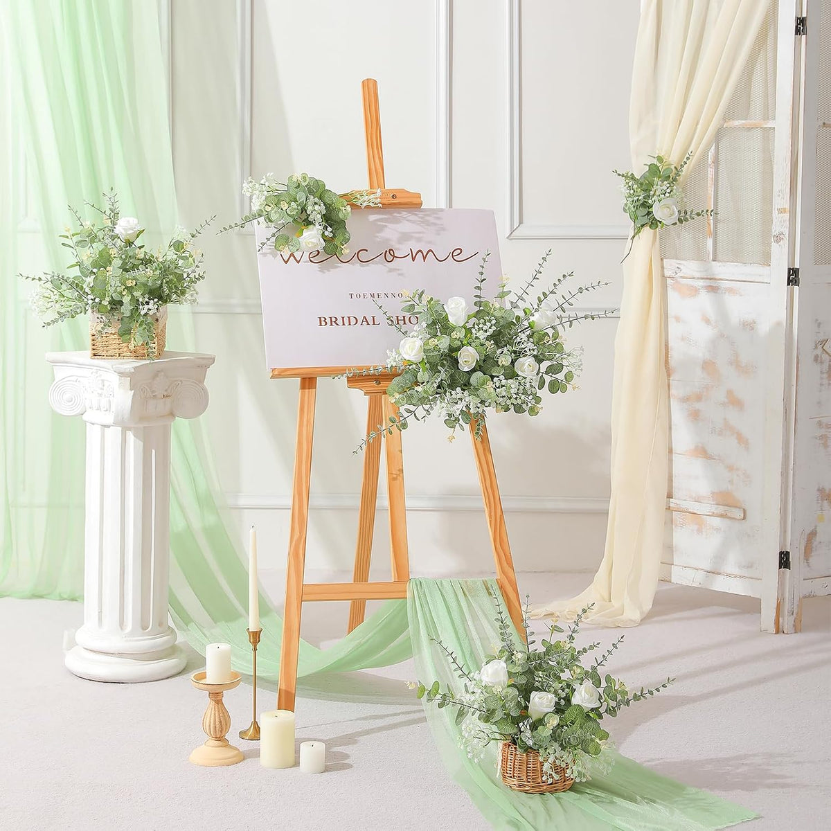120 Pcs 4 Kinds Mixed Artificial Eucalyptus Greenery Stems Flowers Bulk