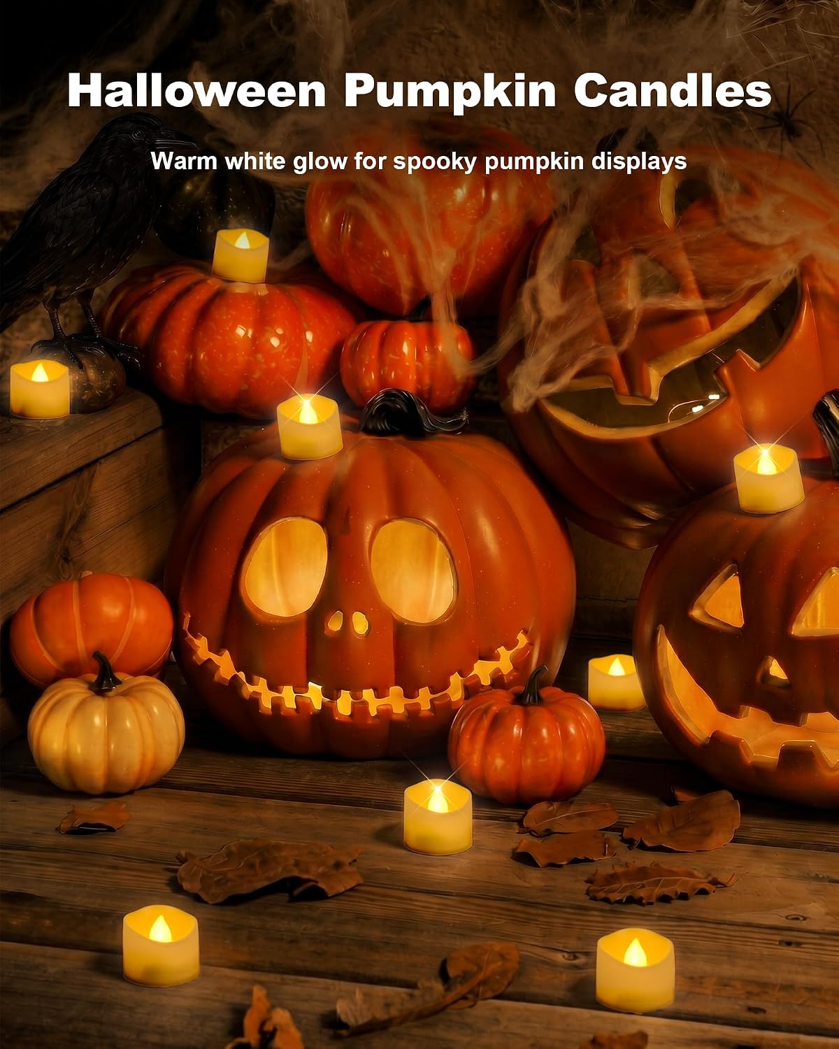 Homemory 50-Pack Flameless Tea Lights Candles Battery Operated, 200+ Hours