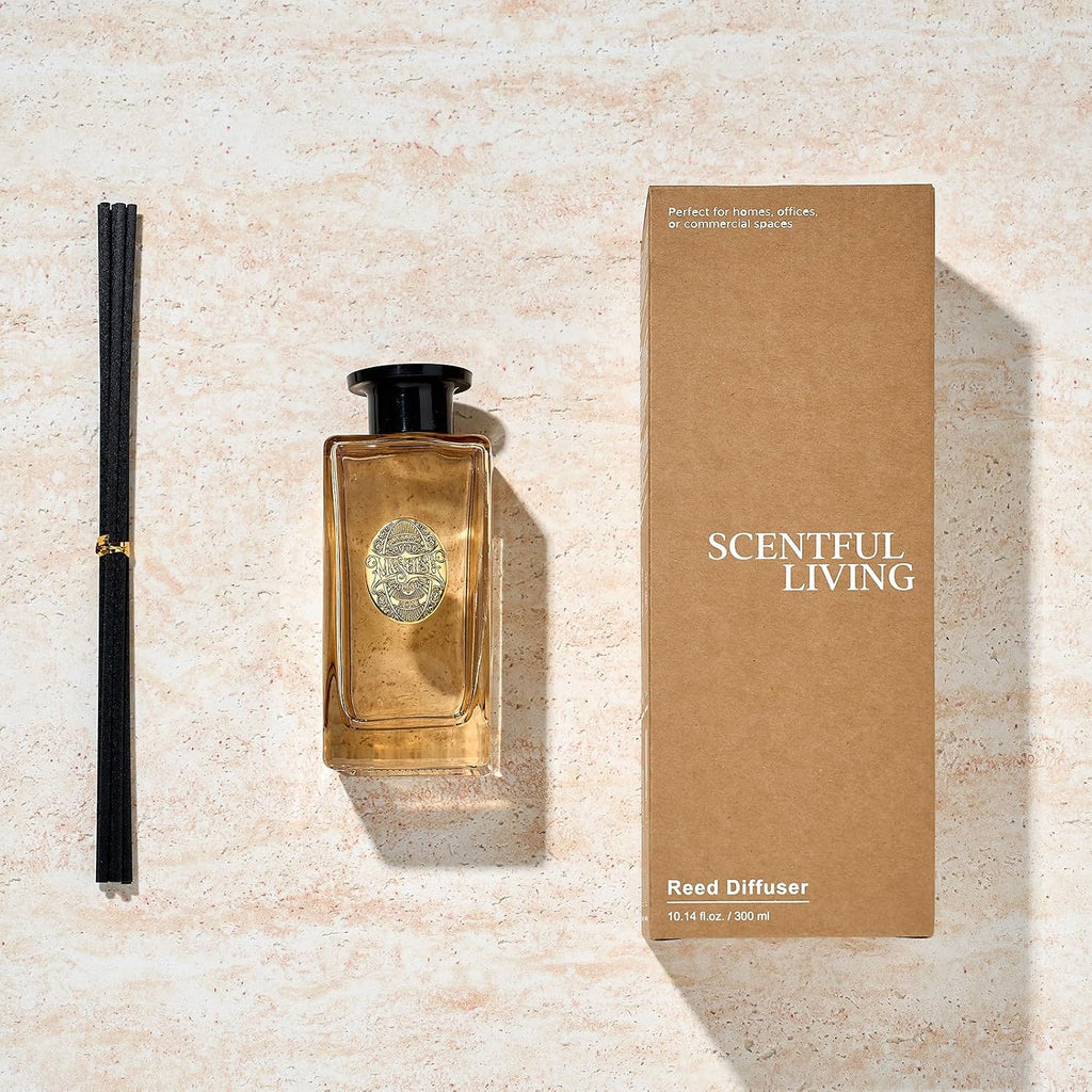 M&SENSE 10.14 oz Large Reed Diffuser Set | Oud Wood Scent Oil Diffuser with Sticks | Hotel Collection Non-Toxic Essential Oil |for Bedroom Bathroom Living Room