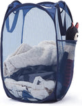 Collapsible Mesh Laundry Basket with Side Pocket & Sturdy Handles