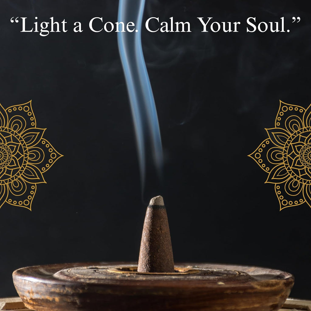 Natural Incense Cones – 50 Handmade Dhoop Cones | 5 Fragrances: Rose, Sandalwood, Jasmine, Guggal, Frankincense | Long-Lasting 20 Min Burn | Meditation, Yoga, Gifting