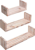 Greenco Set of 3 Floating “U” Shelves, Easy-to-Assemble Floating Wall Mount Shelves for Bedrooms and Living Rooms, Rustic Finish