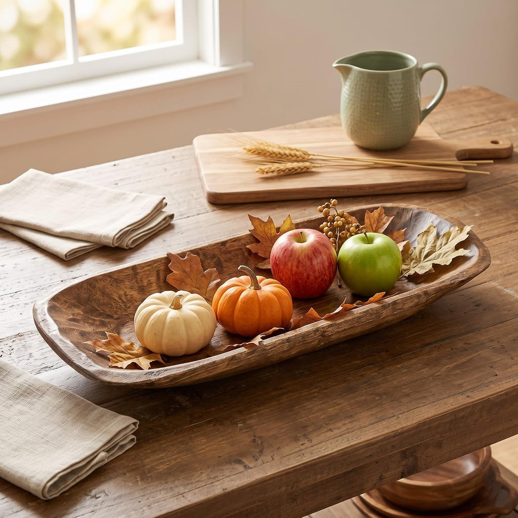 Simply Said, INC Lifestyle Collection Rustic Wooden Dough Bowl, Hand Carved Decorative Wood Bowl, Farmhouse Centerpiece Decor for or Table, Mantel, Coffee Table and Shelf Display, Made in USA