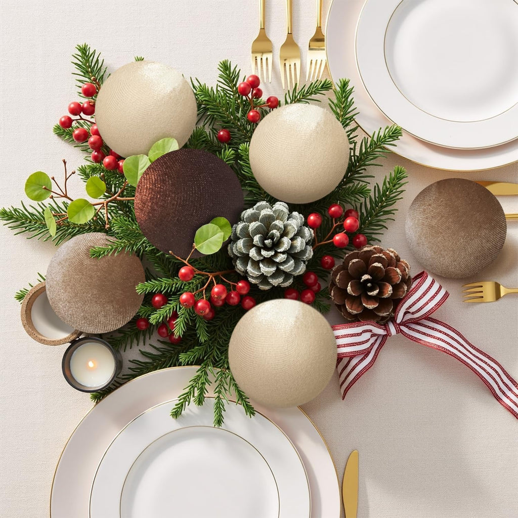 15Pcs 3.15" Large Brown Velvet Balls Ornaments Set for Christmas Tree