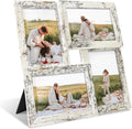 YESKAY 4x6 Collage Picture Frames Set of 1, Multi Family Photo Frame with Real Glass, Displays Four 4x6 Photo, Wall Decor Wall Hanging or Tabletop, Distressed White