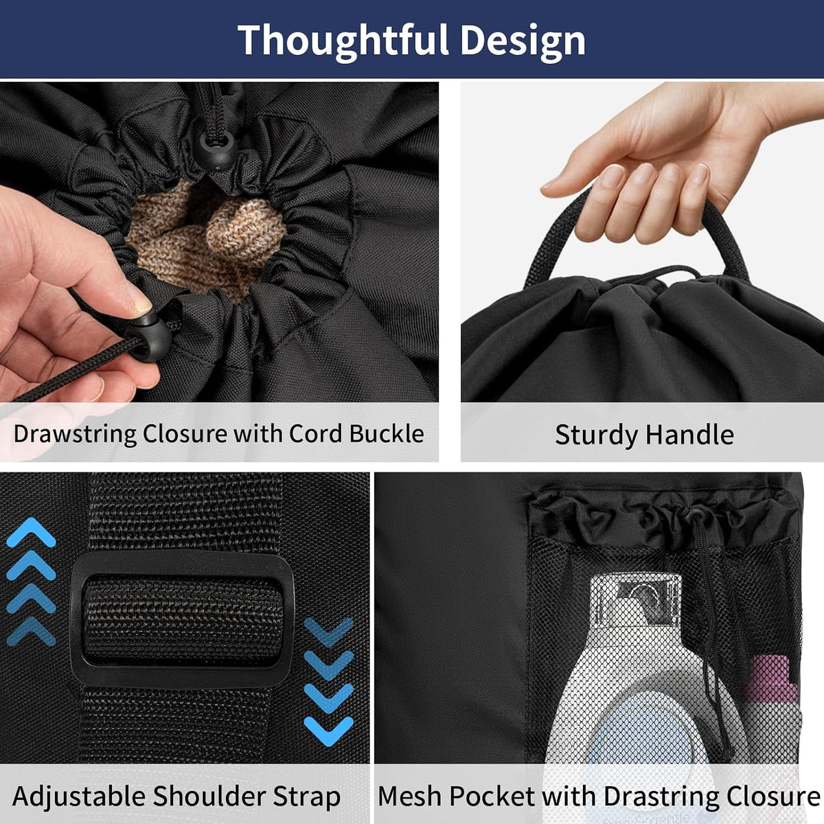 150L Laundry Bag Backpack with 3 Sizes Mesh Wash Bags and Shoulder Straps