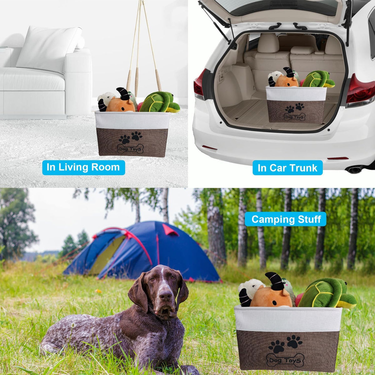 Large Dog Toy Basket Foldable Dog Toy Box Dog Toy Bin for Pet Chew Toys Accessories