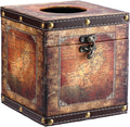 Kokone Rustic Wooden Aesthetic Tissue Box Cover with PU Leather Surface