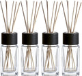WHOLE HOUSEWARES Natural Diffuser Reeds Bottles Sticks | Clear Glass Home Décor for Kitchen and Living Room | Black Wood Caps | Décorative Fragrance Set with Long Lasting Aroma - Set of 4