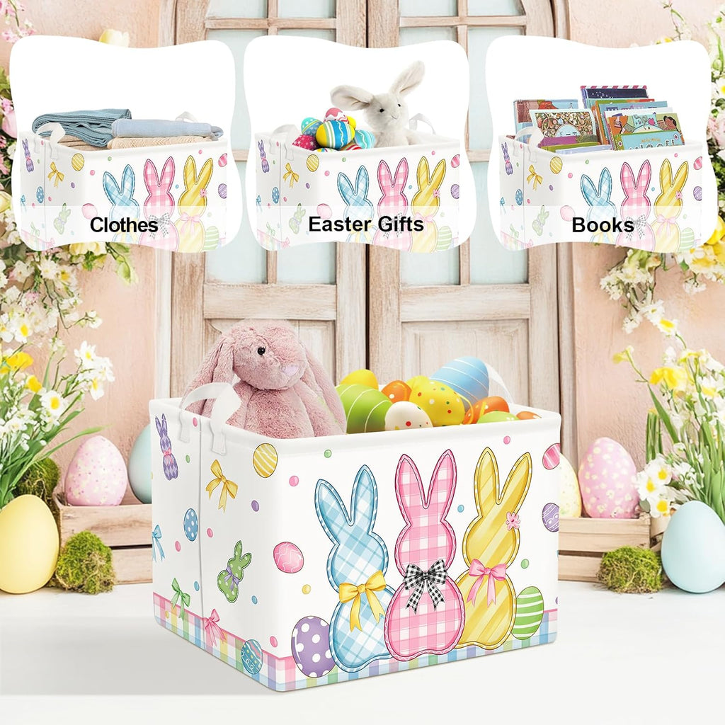 Clastyle Easter Rabbit Cross Kid Storage Basket Baby Laundry Hamper, 36L