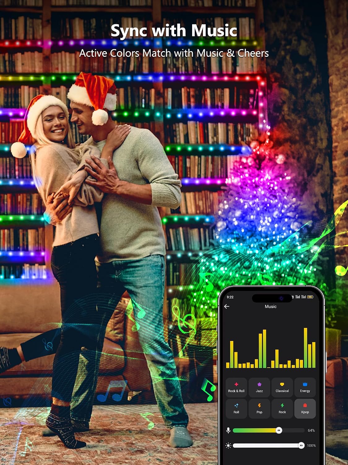 BrizLabs Smart RGB Fairy Lights, 33 ft 100 LED Compatible with Alexa/Google Home