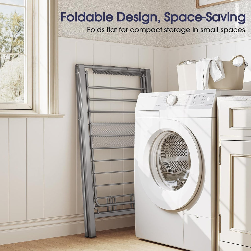APEXCHASER Clothes Drying Rack, 67.3" L Height Adjustable, Foldable, Grey